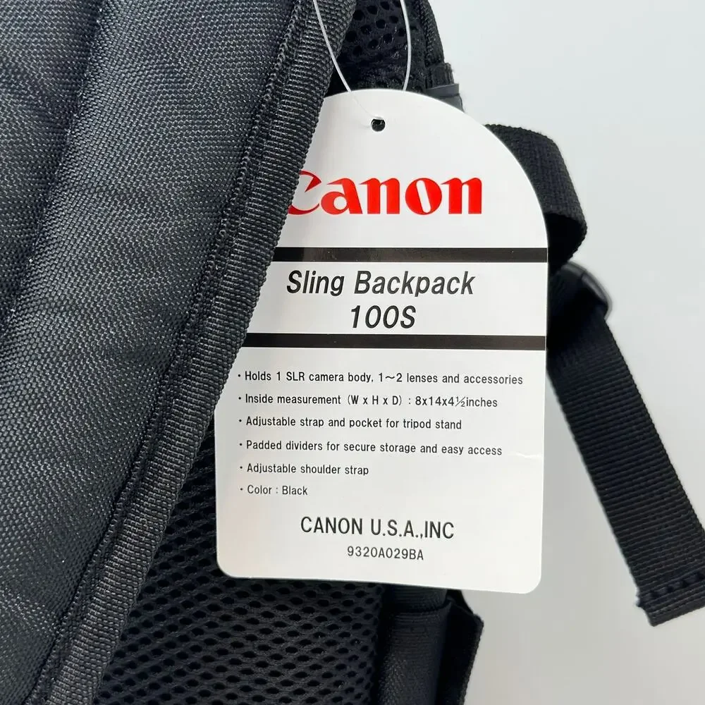 New Canon Sling Backpack 100S Black Padded Camera Bag Compact Adjustable Strap